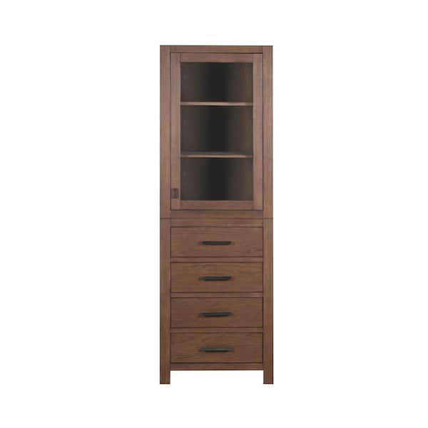 Modero 24 in. W x 20 in. D x 71.3 in. H Mocha Oak Brown Freestanding Linen Cabinet