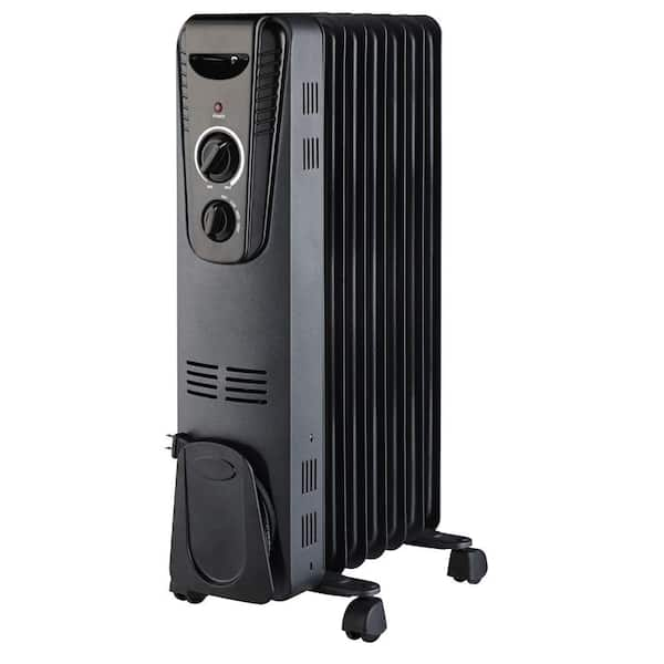 Unbranded 1500-Watt Electric Oil-Filled Radiant Portable Heater, Black