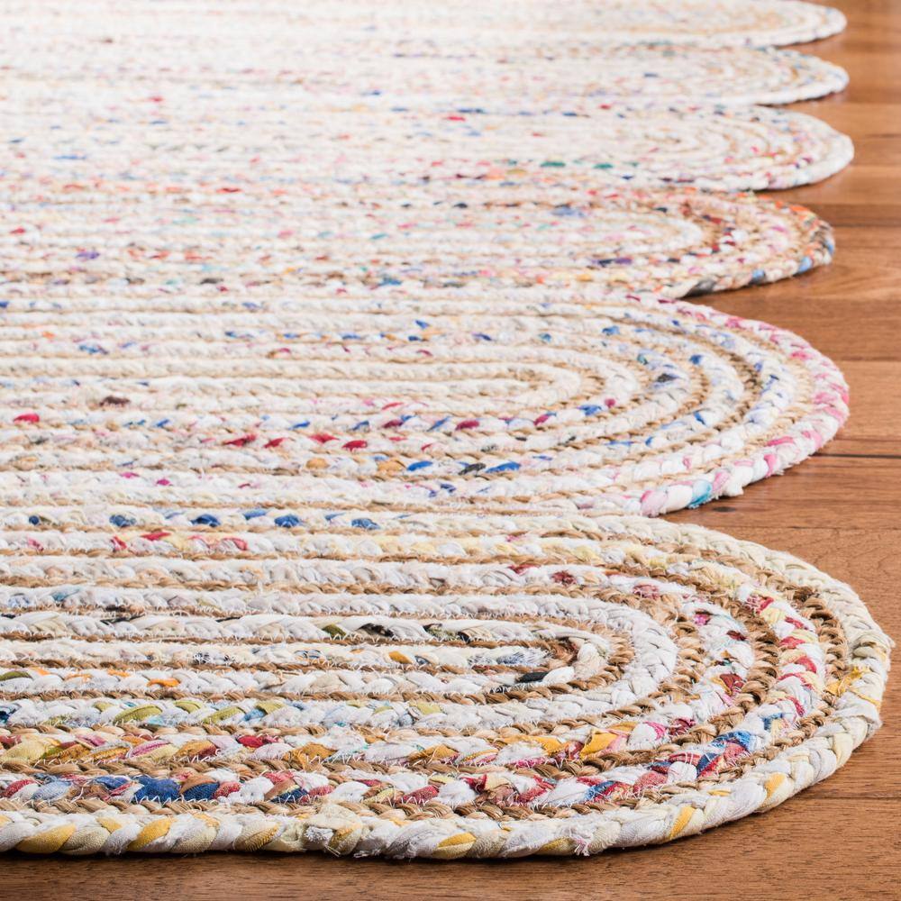 Ivory Multicolor Rectangular Cotton Flat Woven Rug, 3' x 5'