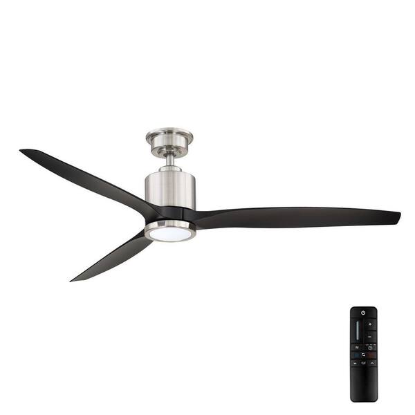 Home Decorators Collection Triplex 60 in. LED Brushed Nickel Ceiling Fan with Light and Remote Control