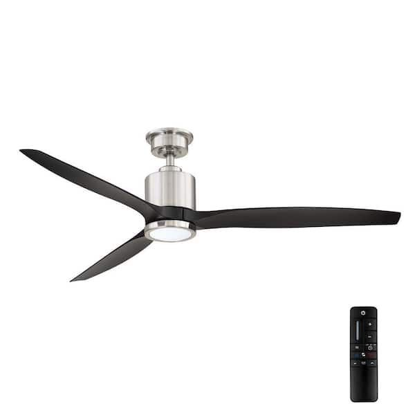 Home Decorators Collection Triplex 60 in. LED Brushed Nickel Ceiling Fan with Light and Remote Control