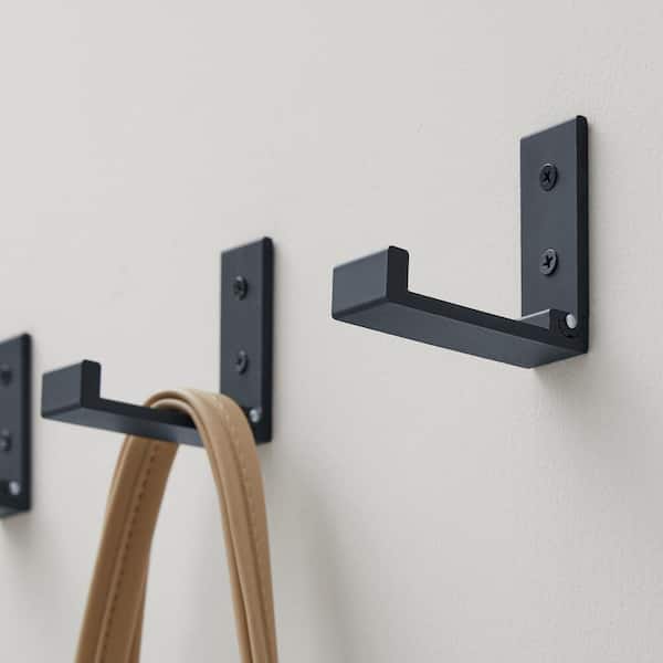 Home Decorators Collection 3 in. Matte Black Folding Wall Hooks (4
