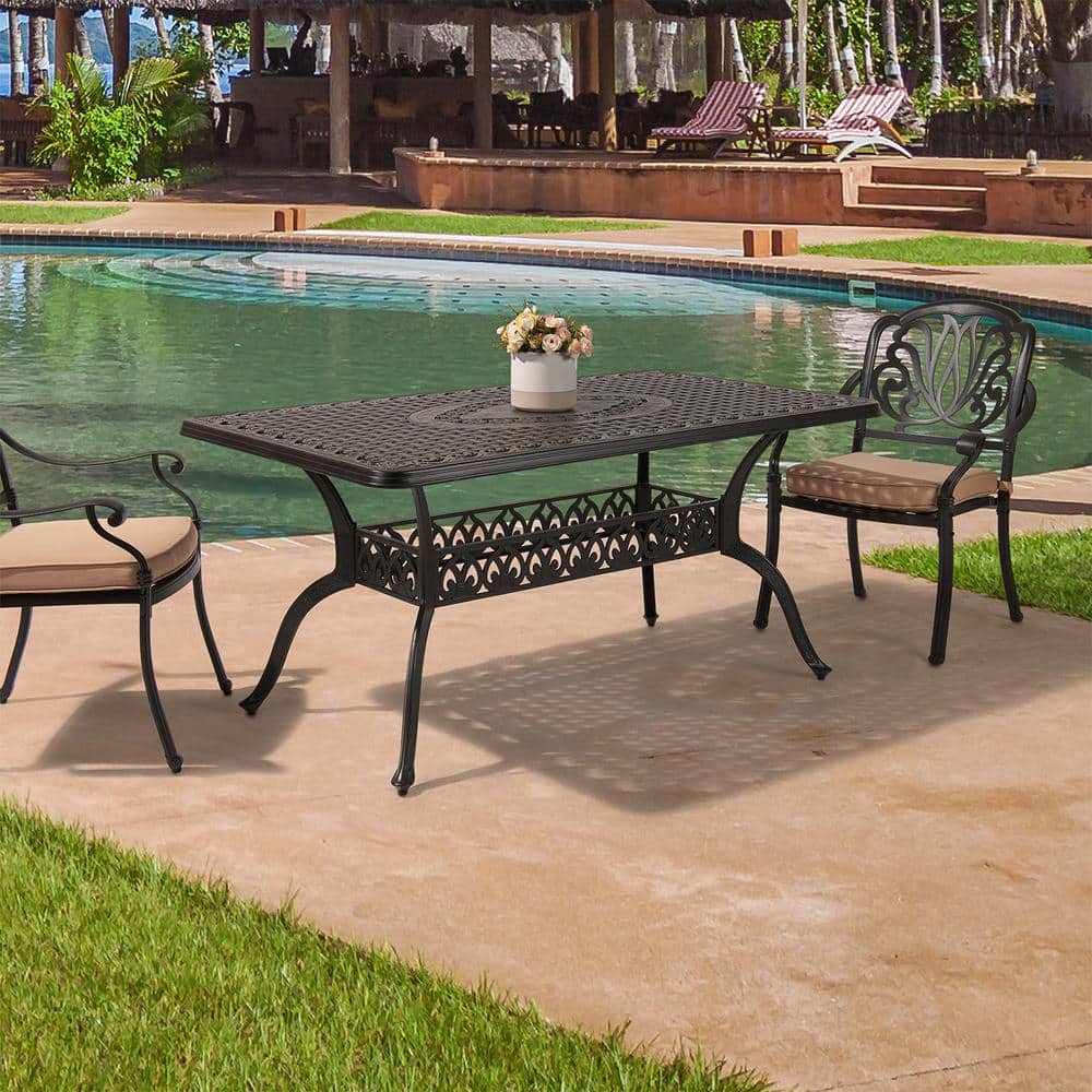 LAUREL CANYON Classic Dark Brown Rectangle Cast Aluminum Outdoor Dining