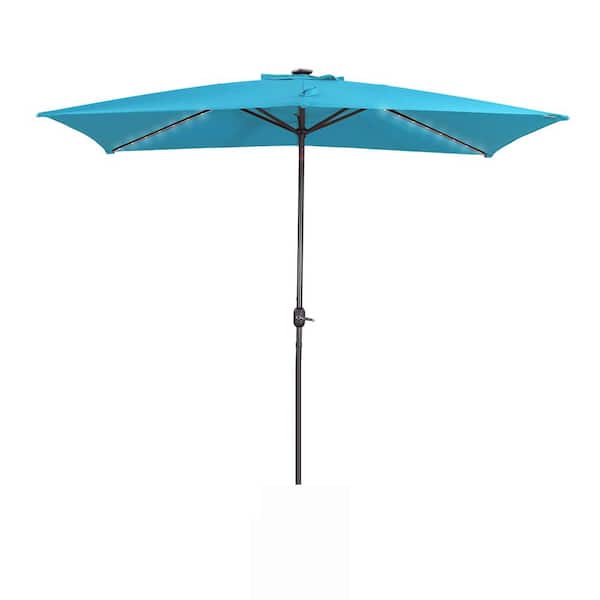 Tatayosi 10 ft. Solar 54 LED Lights Market Patio Umbrella with Tilt and Crank in Lake Blue