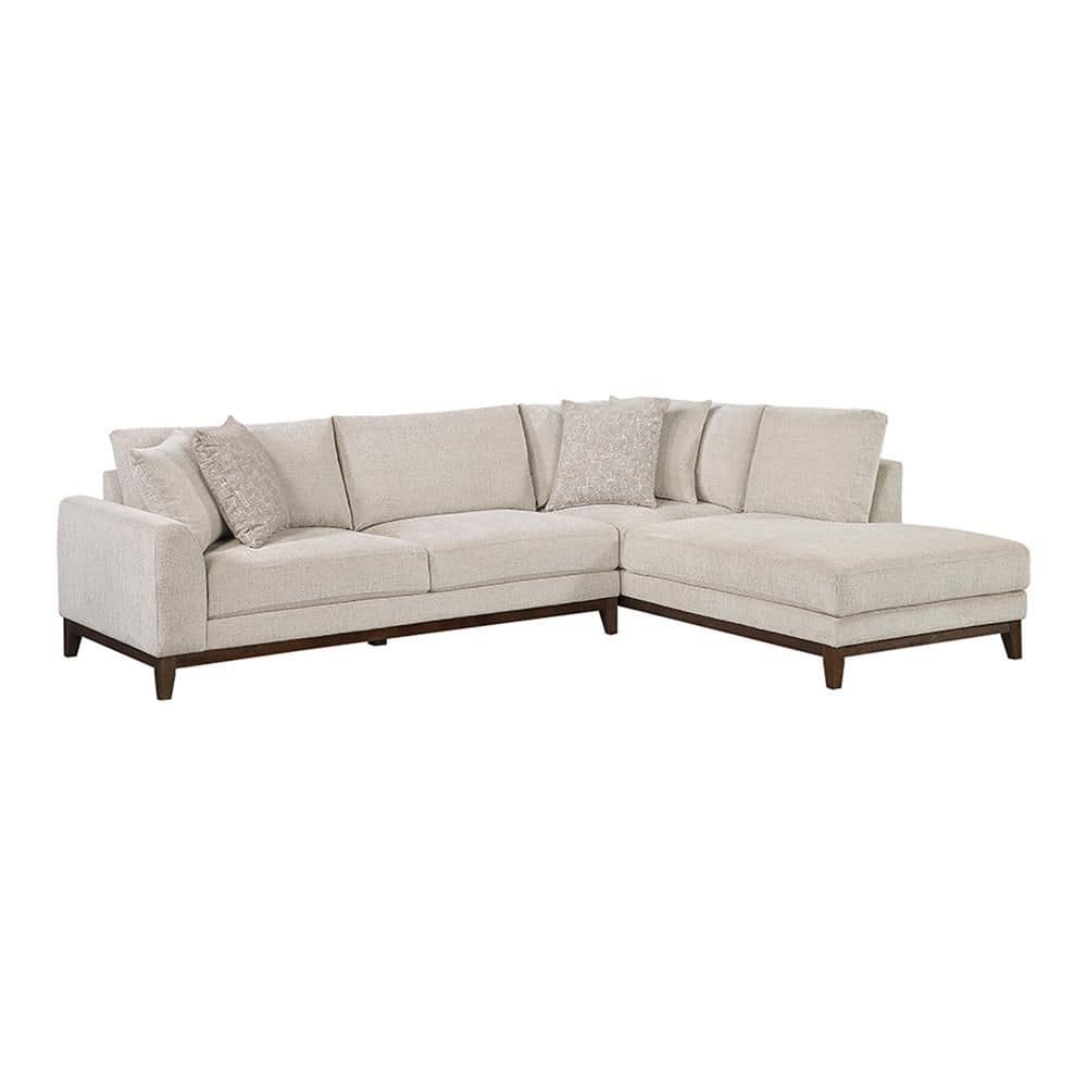 Solara 114 in. Chenille 2-Piece Sectional Sofa with Right-Facing Chaise in Taupe