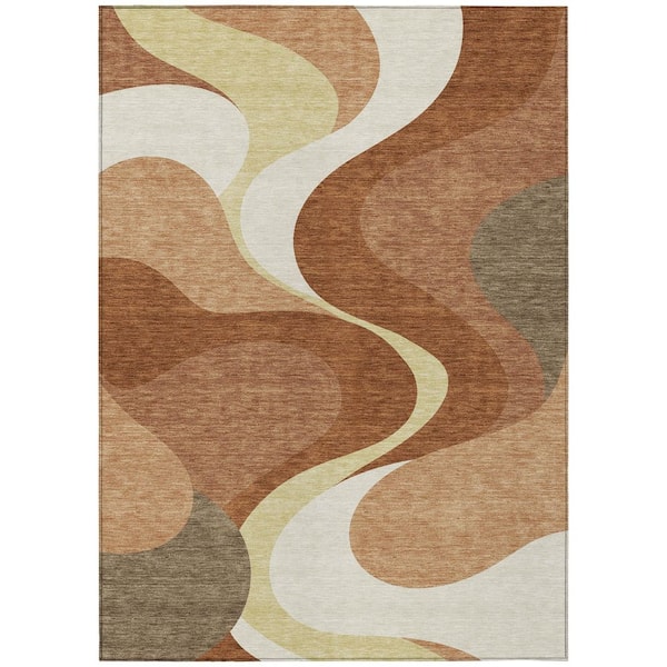 Chantille Machine Washable Indoor/Outdoor Abstract ACN3099 Paprika 10 ft. x 14 ft. Area Rug