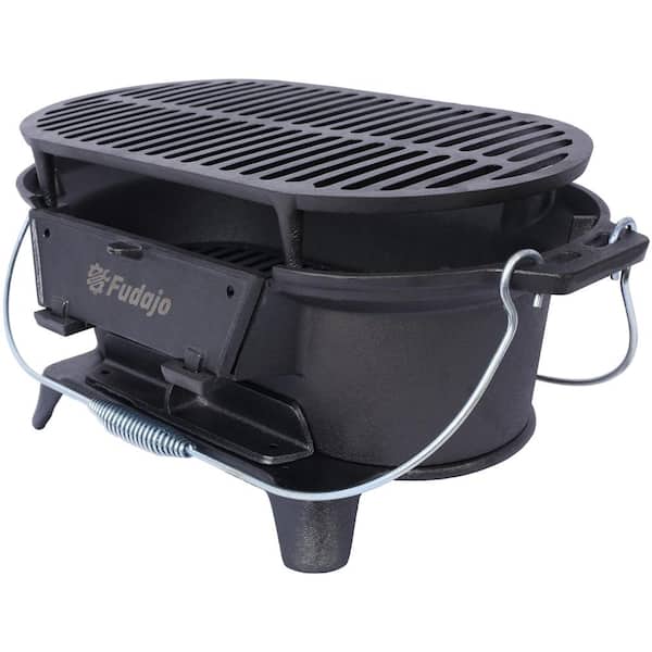Wildaven 19.63 in. Oval Cast Iron Portable Charcoal Grill in