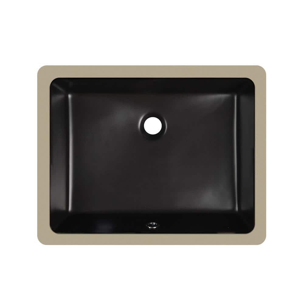 Ursa 19" x 15" Black Vitreous China Rectangular Undermount Bathroom Sink