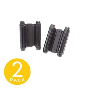 6 in. Black Full Mortise Double Acting Spring Non-Removable Pin Squared Hinge - Set of 2