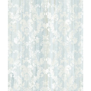 Camilia Light Blue Damask Paper Strippable Wallpaper (Covers 57.8 sq. ft.)