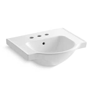 Veer 21 in. Vitreous China Pedestal Sink Basin in White