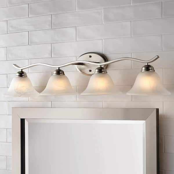 Hampton Bay Andenne 4 Light Brushed, Bathroom Light Fixture Covers Home Depot