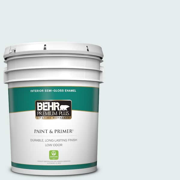 BEHR PREMIUM PLUS 5 gal. #530C-1 Club Soda Semi-Gloss Enamel Low Odor Interior Paint & Primer