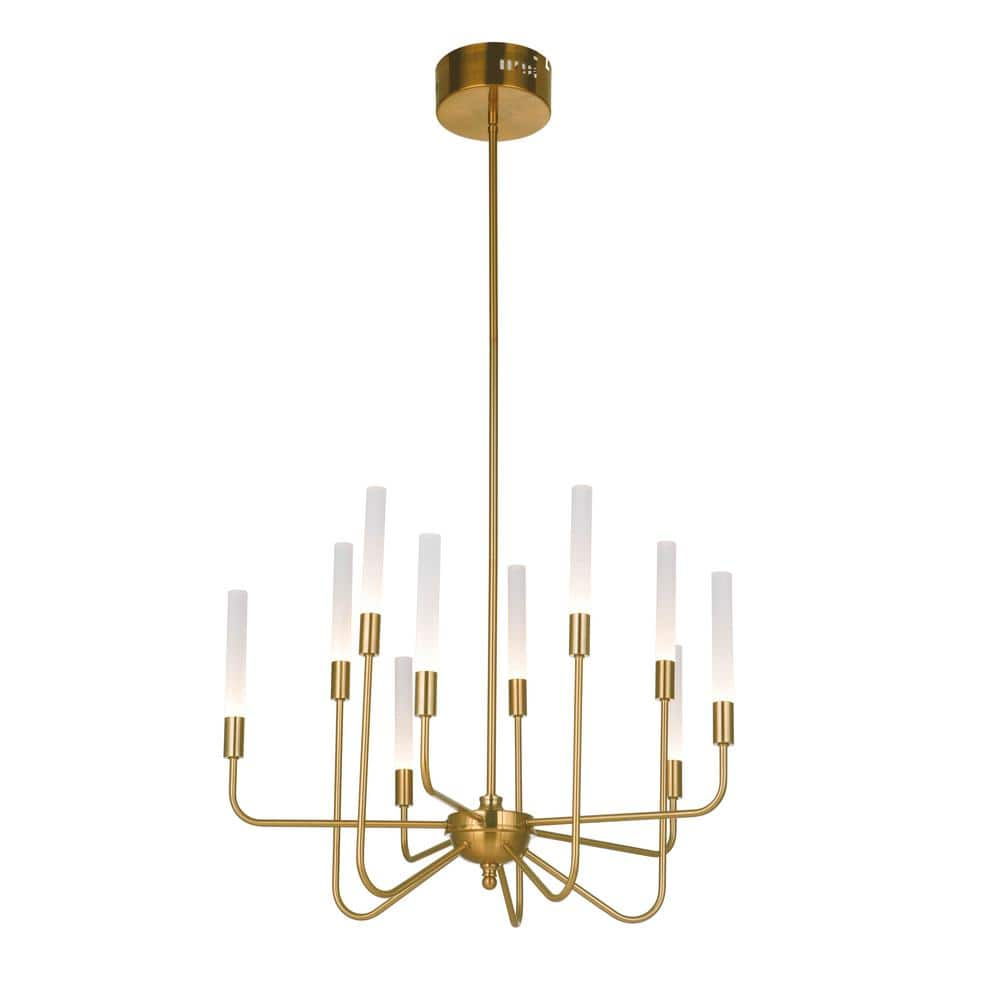 CRAFTMADE Valdi 10-Light Dimmable Integrated LED Satin Brass Finish Transitional Chandelier for Kitchen/Dining/Foyer