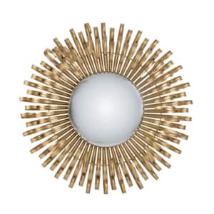 4 in. W x 27 in. H Golden Sunburst Design Wall Mirror Decorative Finish for Entryway, Modern Living room