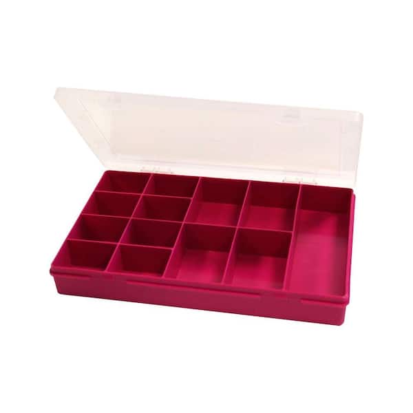 Wham 11.5 in. 13-Compartment Small Parts Organizer Box in Fuschia 12867 -  The Home Depot