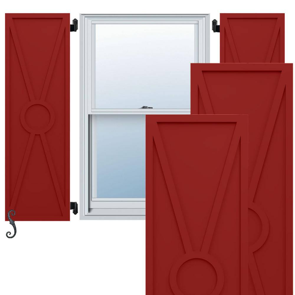 EnduraCore Santa Fe Modern Style 18-in W x 52-in H Raised Panel Composite Shutters Pair in Fire Red price history on PriceWatchPro