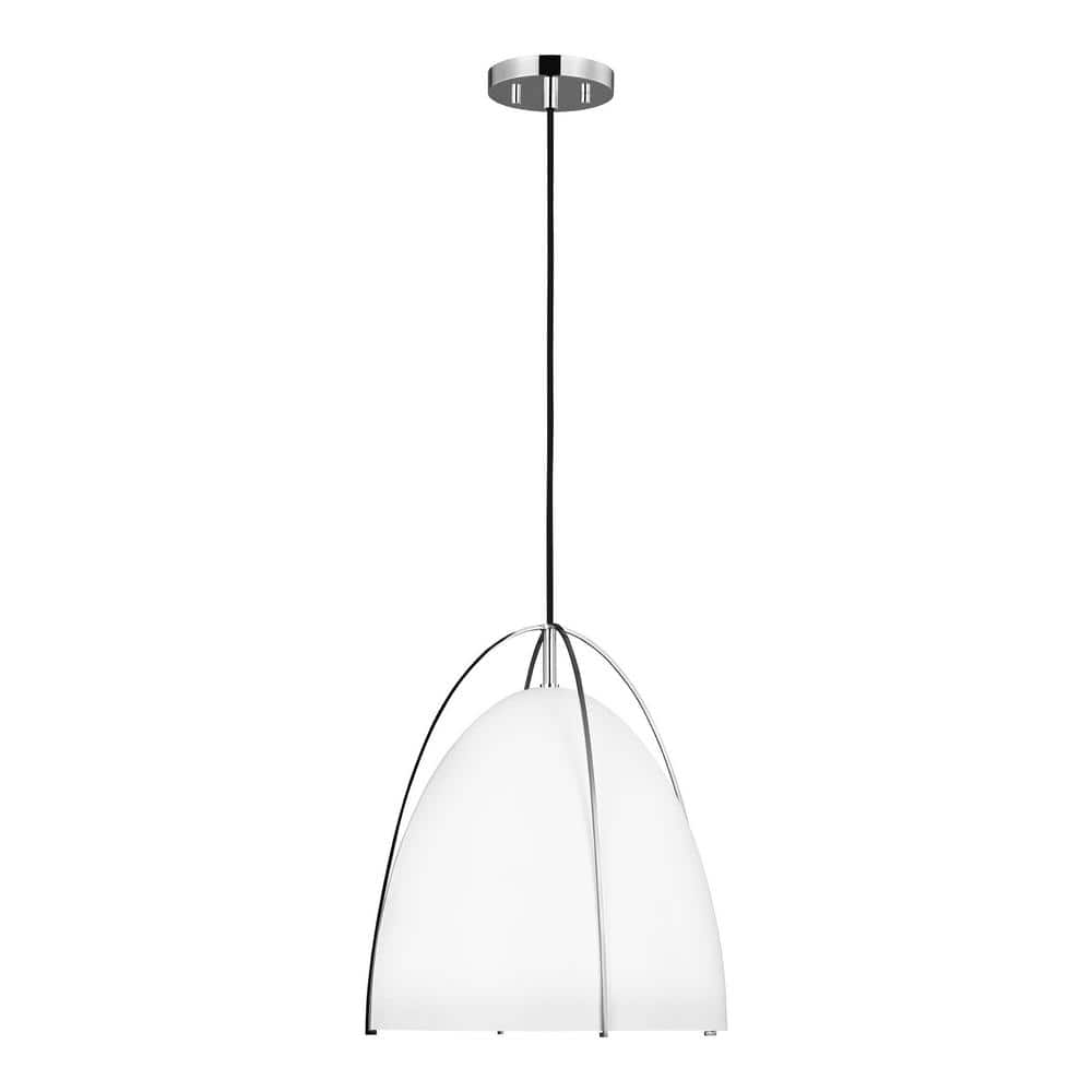 Norman 13" Chrome and Matte White Contemporary Pendant Light
