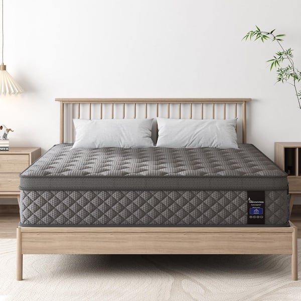 King Medium Firm 14 in. Hybrid Gel Memory Foam with Euro Top, Pocket Spring, Edge Support and Bed-in-a-Box Mattress ﻿