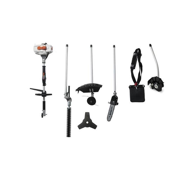 Sunseeker 2-Stroke 26 cc Gas Full Crank Shaft 5 in 1 Multi Function String Trimmer with Pole Saw and Edger Attachment