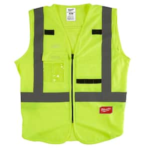 Small/Medium Yellow Class 2 High Visibility Safety Vest with 10 Pockets