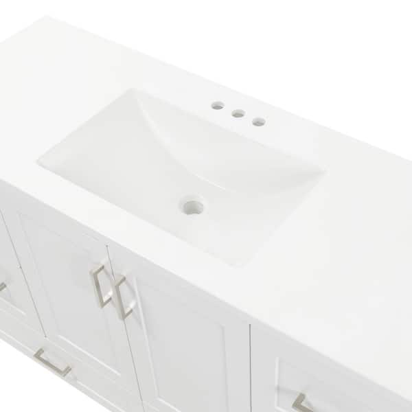 Maybell 49 in. W x 19 in. D Single Sink Bath Vanity in White with White Cultured Marble Top