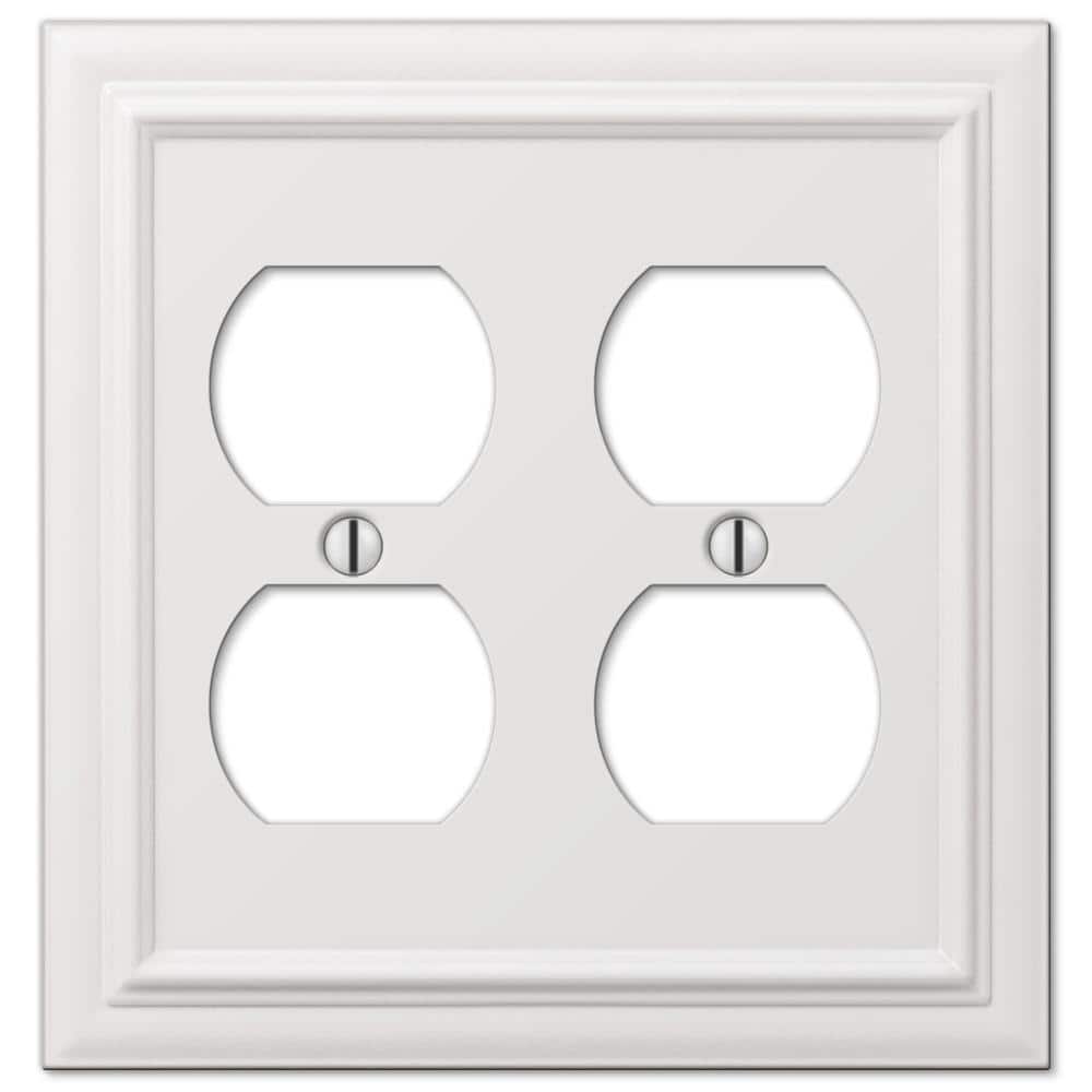 White Cast Metal Double Duplex Wallplate
