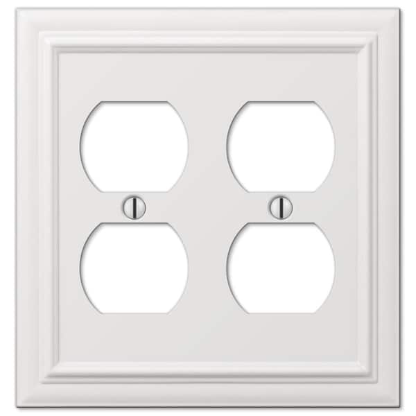 AMERELLE Continental 2 Gang Duplex Metal Wall Plate - White
