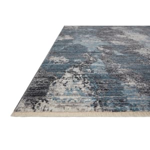 Samra Dove/Sky 9 ft. 6 in. x 13 ft. 1 in. Modern Abstract Marble Area Rug