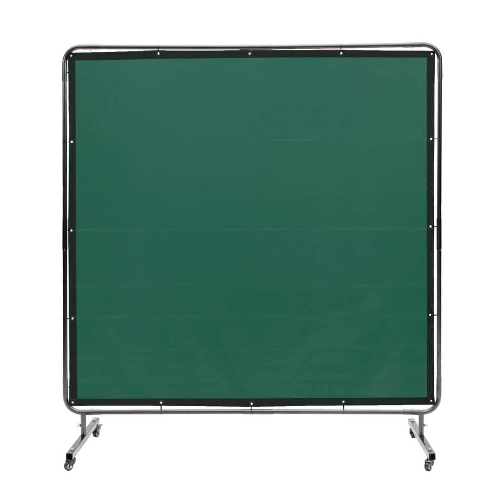 VEVOR Welding Screen with Frame 6 ft. x 6 ft. Welding Curtain Screen Flame-Resistant Vinyl Welding Protection Screen Green