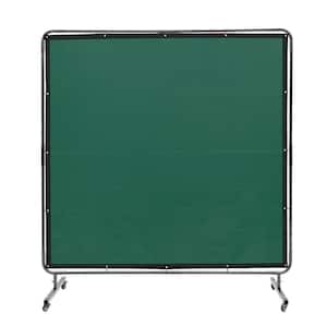 Welding Screen with Frame 6 ft. x 6 ft. Welding Curtain Screen Flame-Resistant Vinyl Welding Protection Screen Green