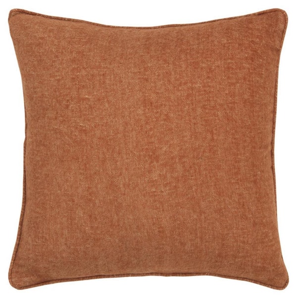 HomeRoots Orange Solid Polyester 20 in. x 20 in. Throw Pillow