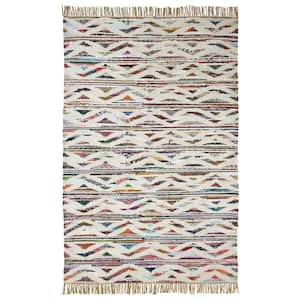 8 ft. x 10 ft. White and Southwest Palette Geometric Resistant Area Rug