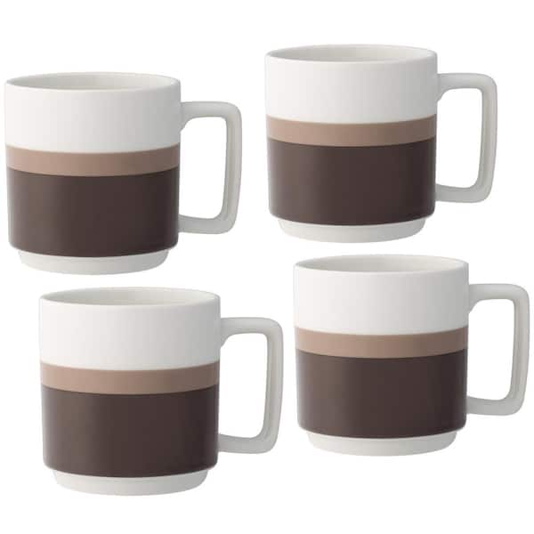 Noritake ColorStax Stripe Brown 16 fl. oz. (Brown) Porcelain Mugs, (Set of 4)