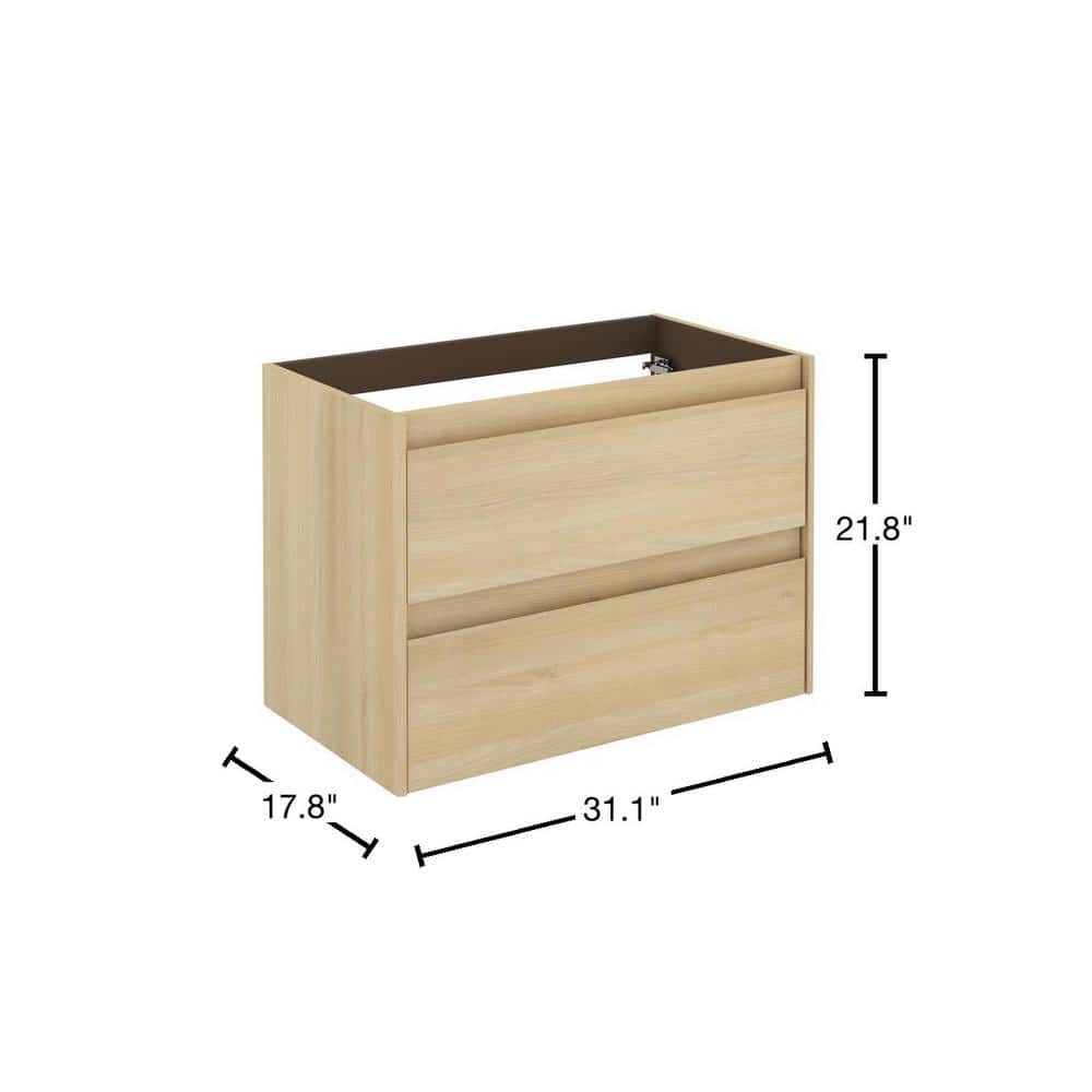 Nordic Oak 31.1" Wall Mounted Single Bathroom Vanity Base