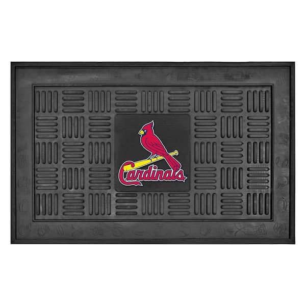 FANMATS MLB St. Louis Cardinals Black 19 in. x 30 in. Vinyl Indoor/Outdoor Door Mat