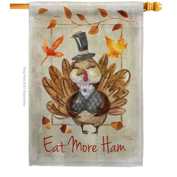 Breeze Decor 28 in. x 40 in. Eat More Fall House Flag Double-Sided Decorative Vertical Flags