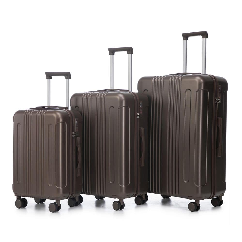 3-Piece Brown ABS Plastic Hardside Spinner Wheel Luggage Set with TSA Lock and Retractable Handle durable construction price history on PriceWatchPro