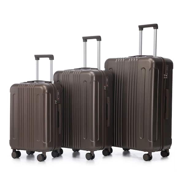 LIVACA 6-Piece Black Brown Durable Hardshell ABS Plastic Spinner