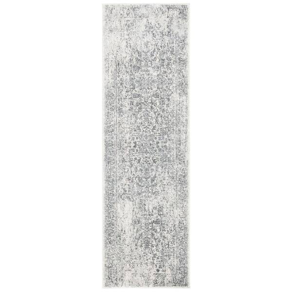 Evoke 2 ft. x 19 ft. Ivory/Gray Medallion Runner Rug