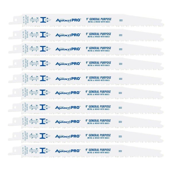 Avanti Pro 9 in. 8/14 TPI Bi-Metal Reciprocating Saw Blades for General Purpose Cutting (10-Pack)