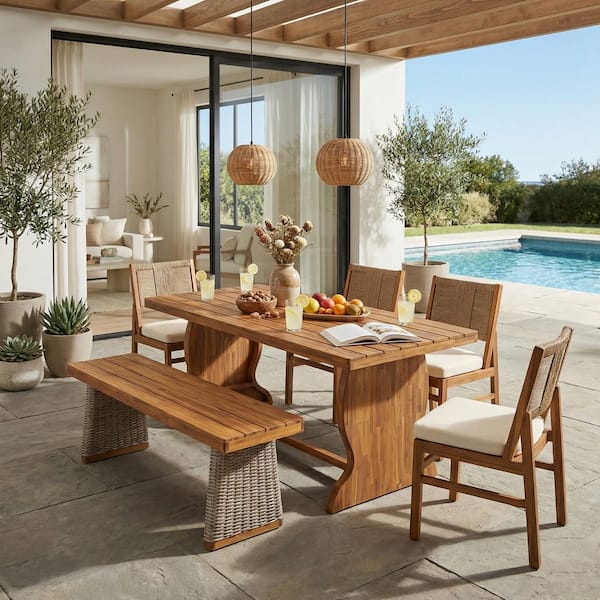 CHRISTOPHER KNIGHT HOME Itsuko 6-Piece Rectangle Beige Solid Wood