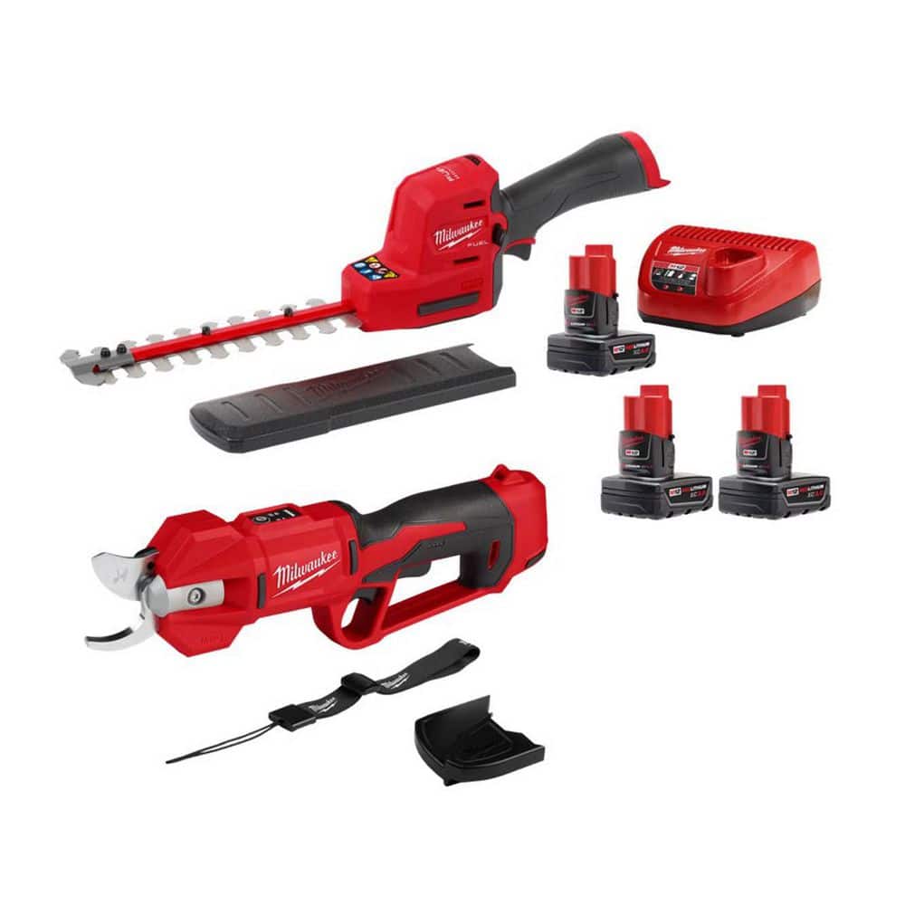 M12 FUEL 8 in. 12V Brushless Cordless Battery Powered Hedge Trimmer Kit w/ Pruning Shears (3) Batteries and (1) Charger price history on PriceWatchPro