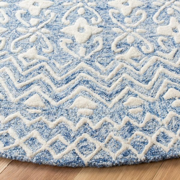  SAFAVIEH Blossom Collection 6' Round Ivory/Blue