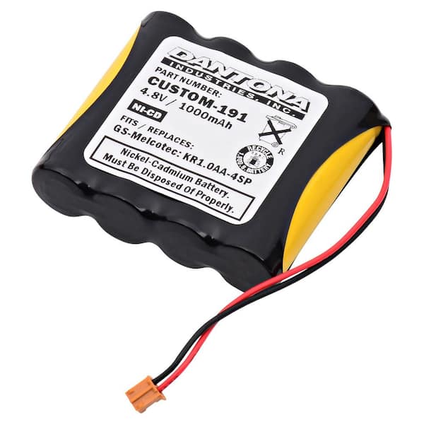 ULTRALAST GREEN Dantona 4.8-Volt 1000 mAh Ni-Cd battery for GS-Melcotec - KR1.0AA-4SP Emergency Lighting