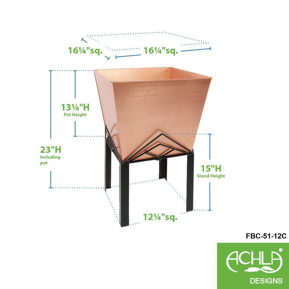 Copper Plated Geometric Metal Planter with Stand