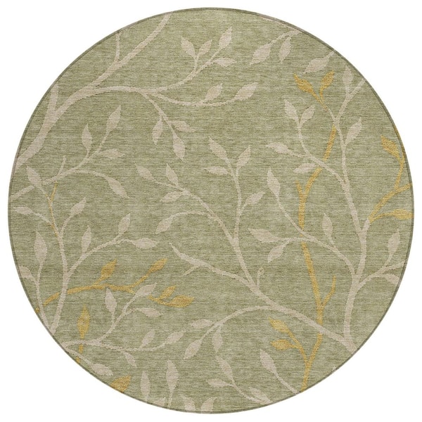 Chantille Machine Washable Indoor/Outdoor Abstract ACN3024 Sage 8 ft. x 8 ft. Round Rug