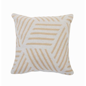 Homely Tan / White Abstract Striped Soft Poly-fill 20 in. x 20 in. Indoor Throw Pillow