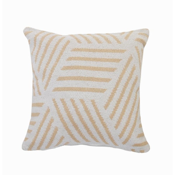 Unbranded Homely Tan / White Abstract Striped Soft Poly-fill 20 in. x 20 in. Indoor Throw Pillow