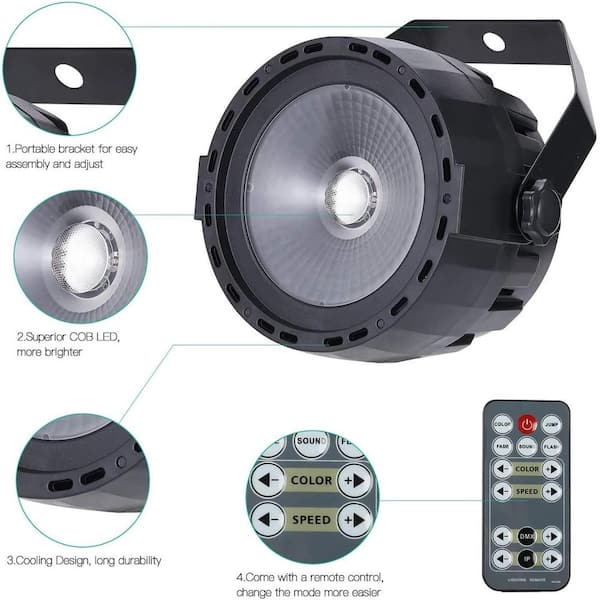 Lukyamzn RGB 3in1 Party Stage Lights LED 30W Wash Lights with Remote and DMX Control Lights Sound Activated uplighting - 2 Pack